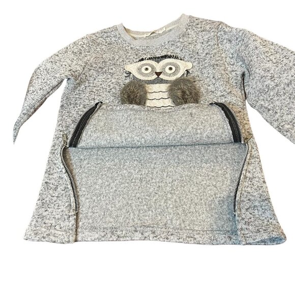Aurora Baby OWL Sweater Girls Size 140 (7-8)‎ Novelty Grey Crewneck Pullover - Picture 7 of 9